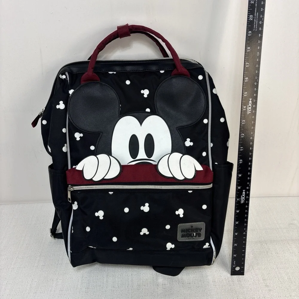 DISNEY Bioworld Large Mickey Mouse Big Face Peek-a-Boo Backpack Pockets Embossed